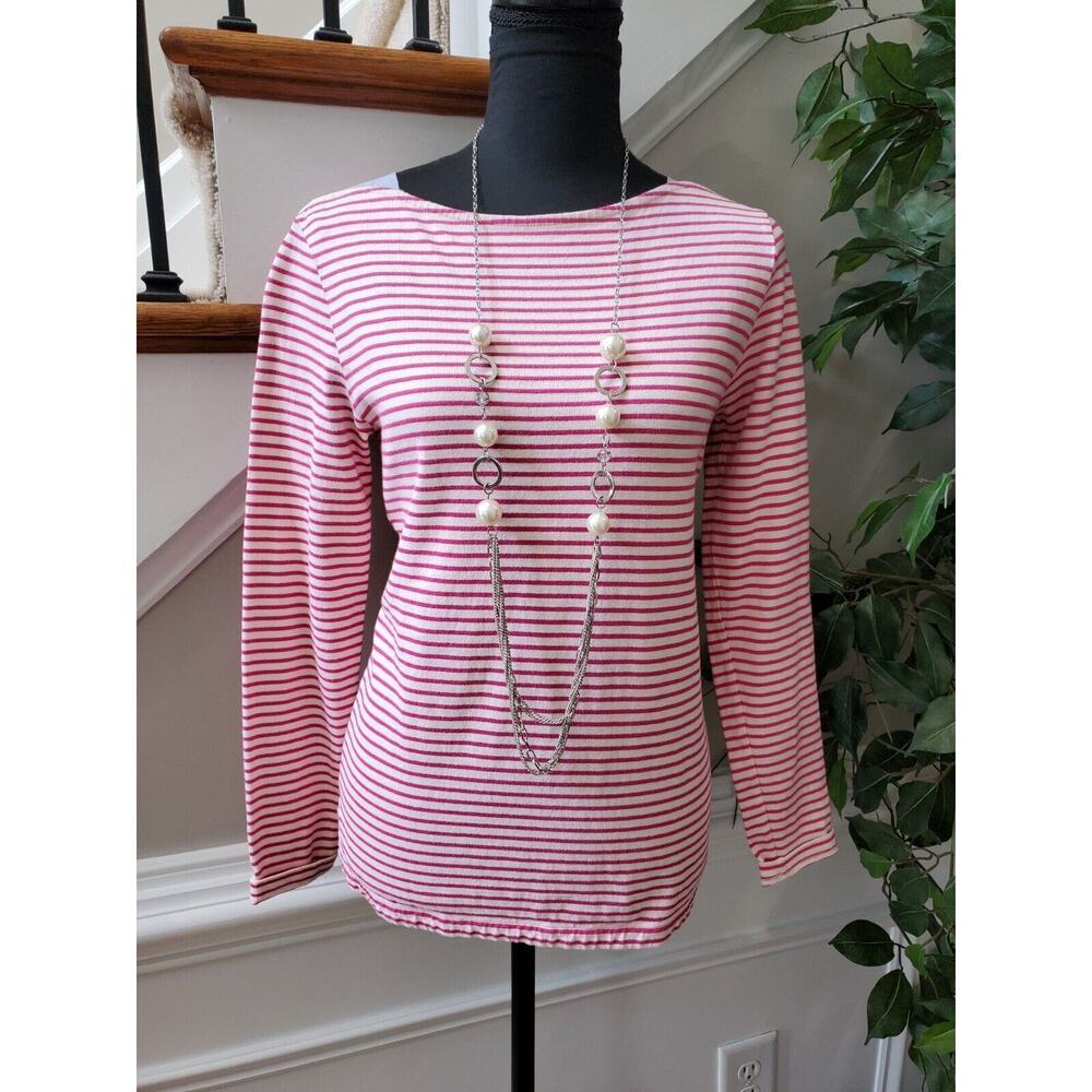 Vineyard Vines Women Pink Striped Cotton Long Sleeve Casual Top Shirt Size XS